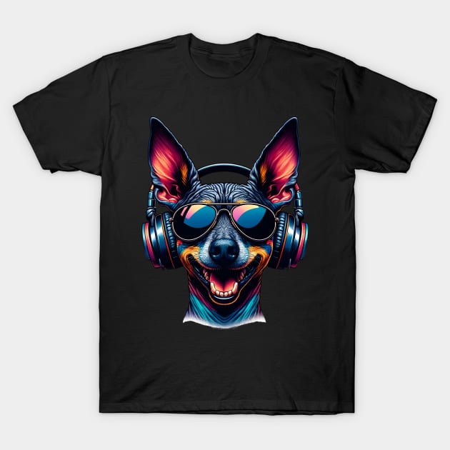 Xoloitzcuintli Smiling DJ in Vibrant Japanese Art Style T-Shirt by ArtRUs